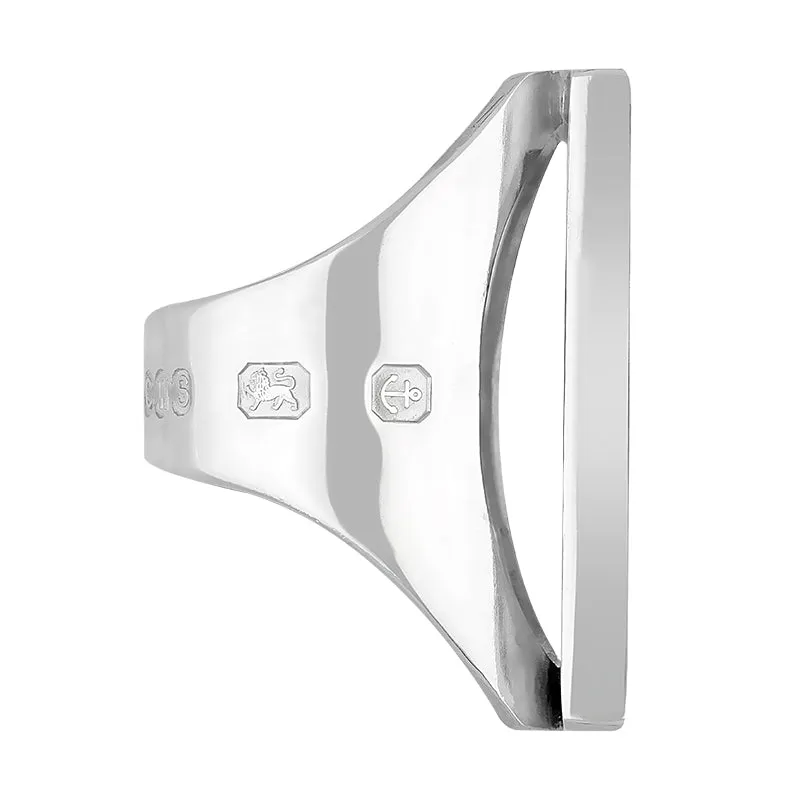 Sterling Silver Whitby Jet Hallmark Large Square Ring