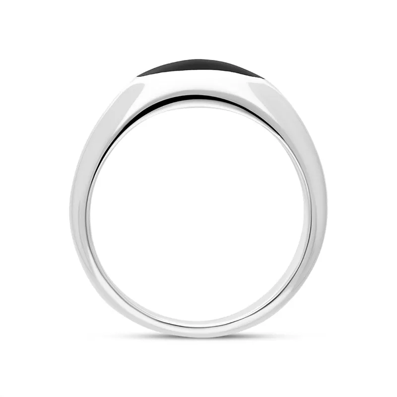 Sterling Silver Whitby Jet Slim Signet Ring