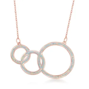 Sterling Silver White Inlay Opal Three Generation Necklace