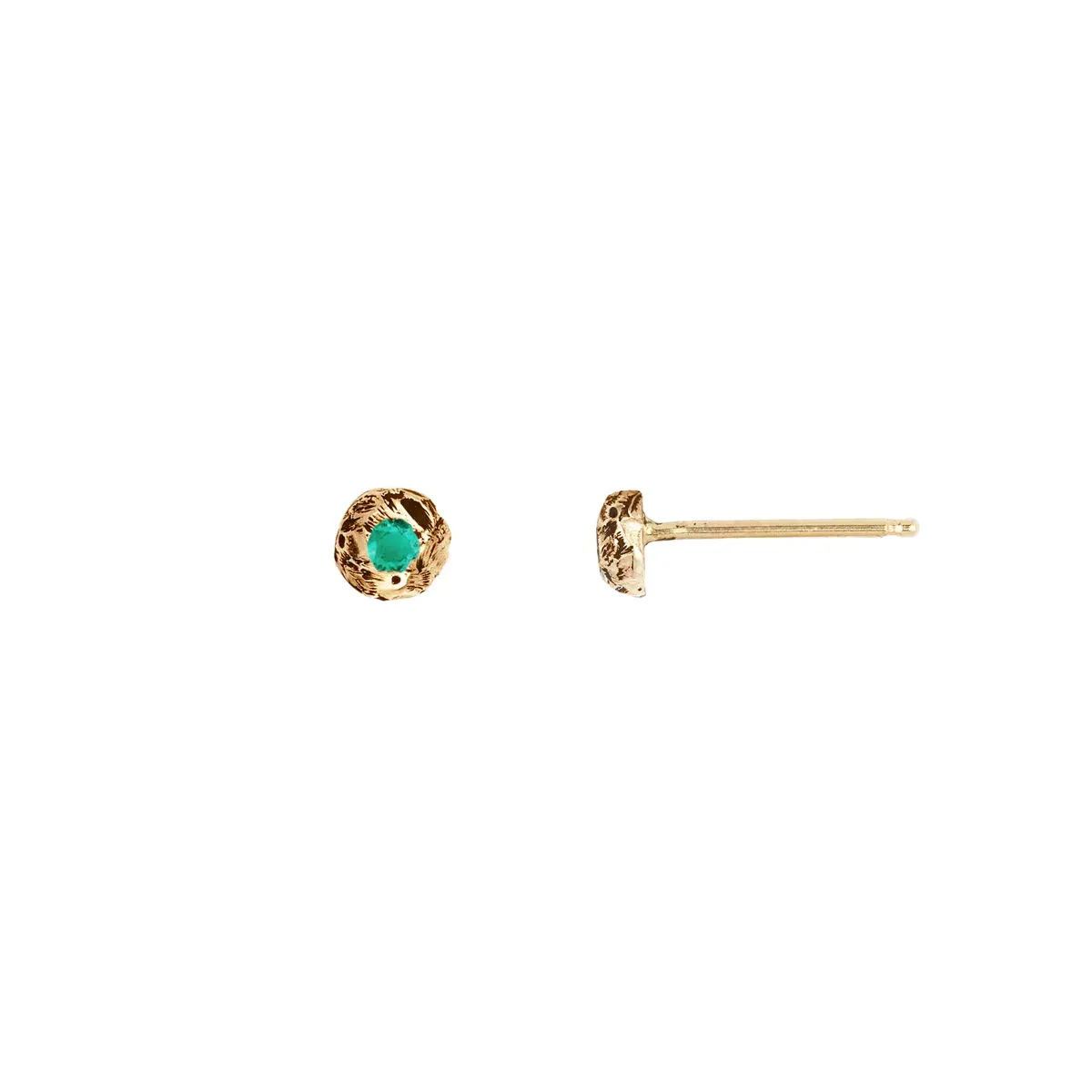 Stone Set 14K Gold Studs Extra Large Nugget