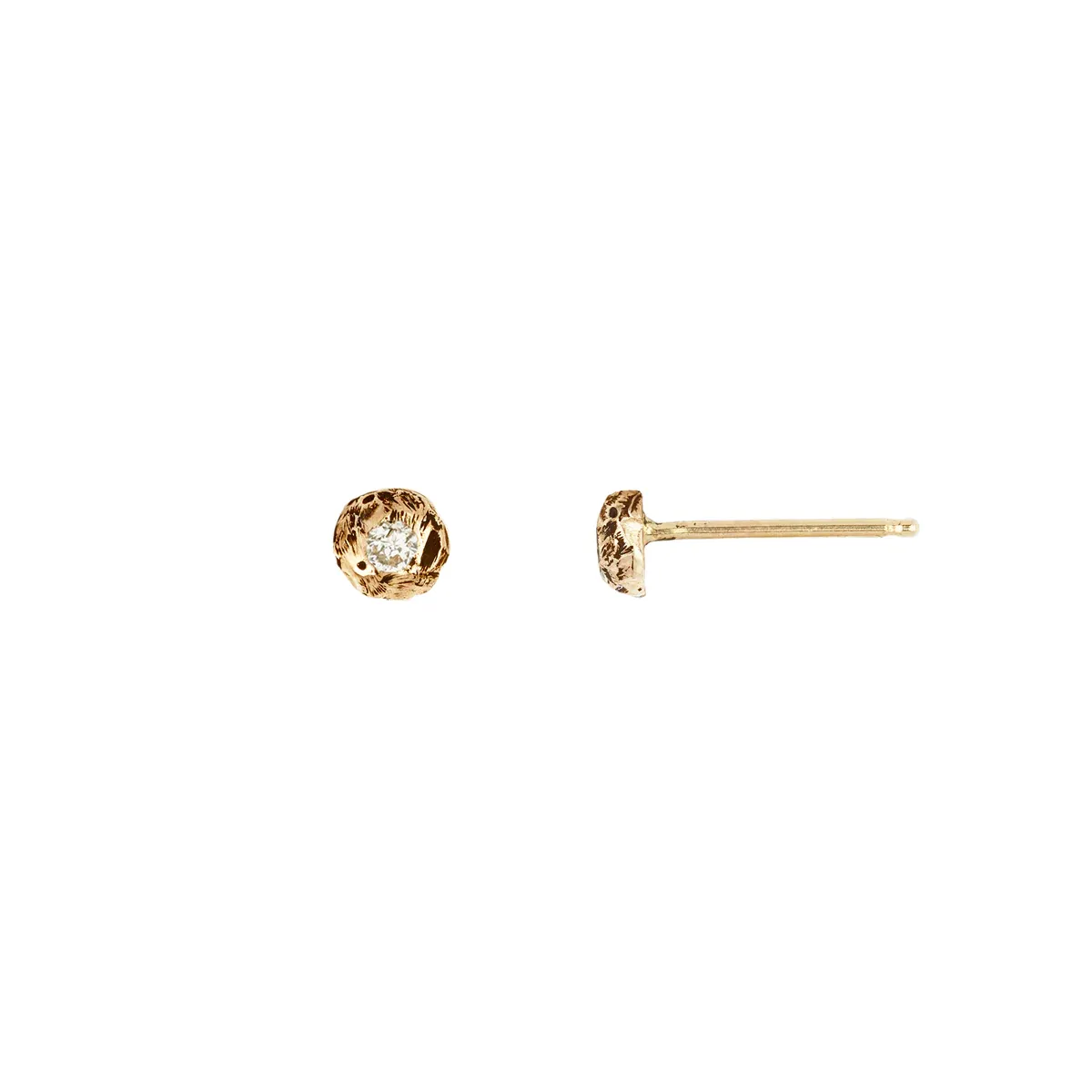 Stone Set 14K Gold Studs Extra Large Nugget