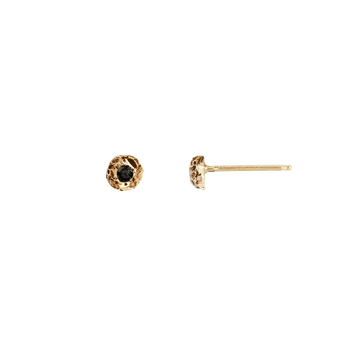 Stone Set 14K Gold Studs Extra Large Nugget