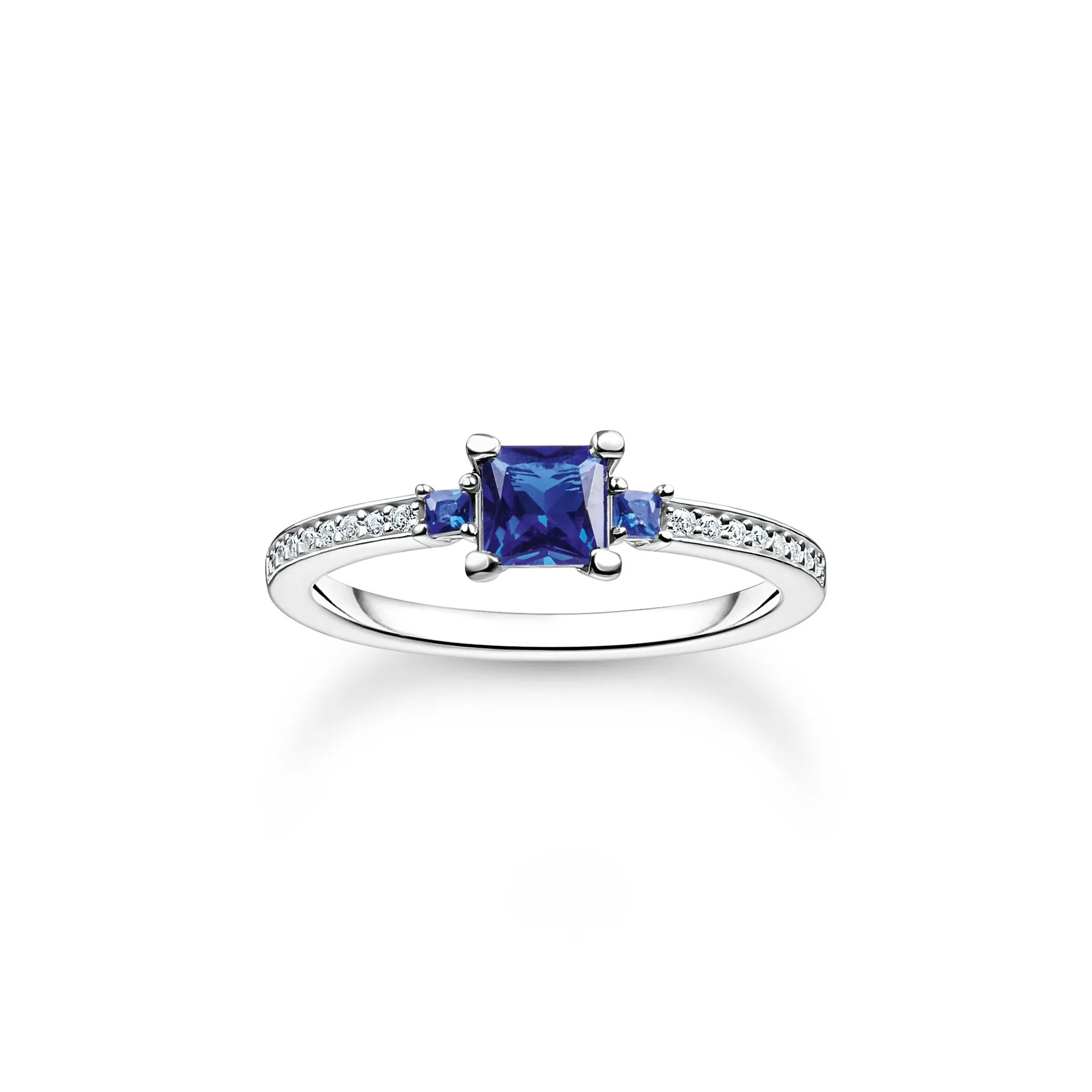 Thomas Sabo Charm Club Sterling Silver Blue And White Stone Ring