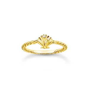 Thomas Sabo Charm Club Yellow Gold Plated Sterling Silver Shell Ring D