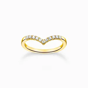 Thomas Sabo Charm Club Yellow Gold Plated Sterling Silver V-Shape Ring D
