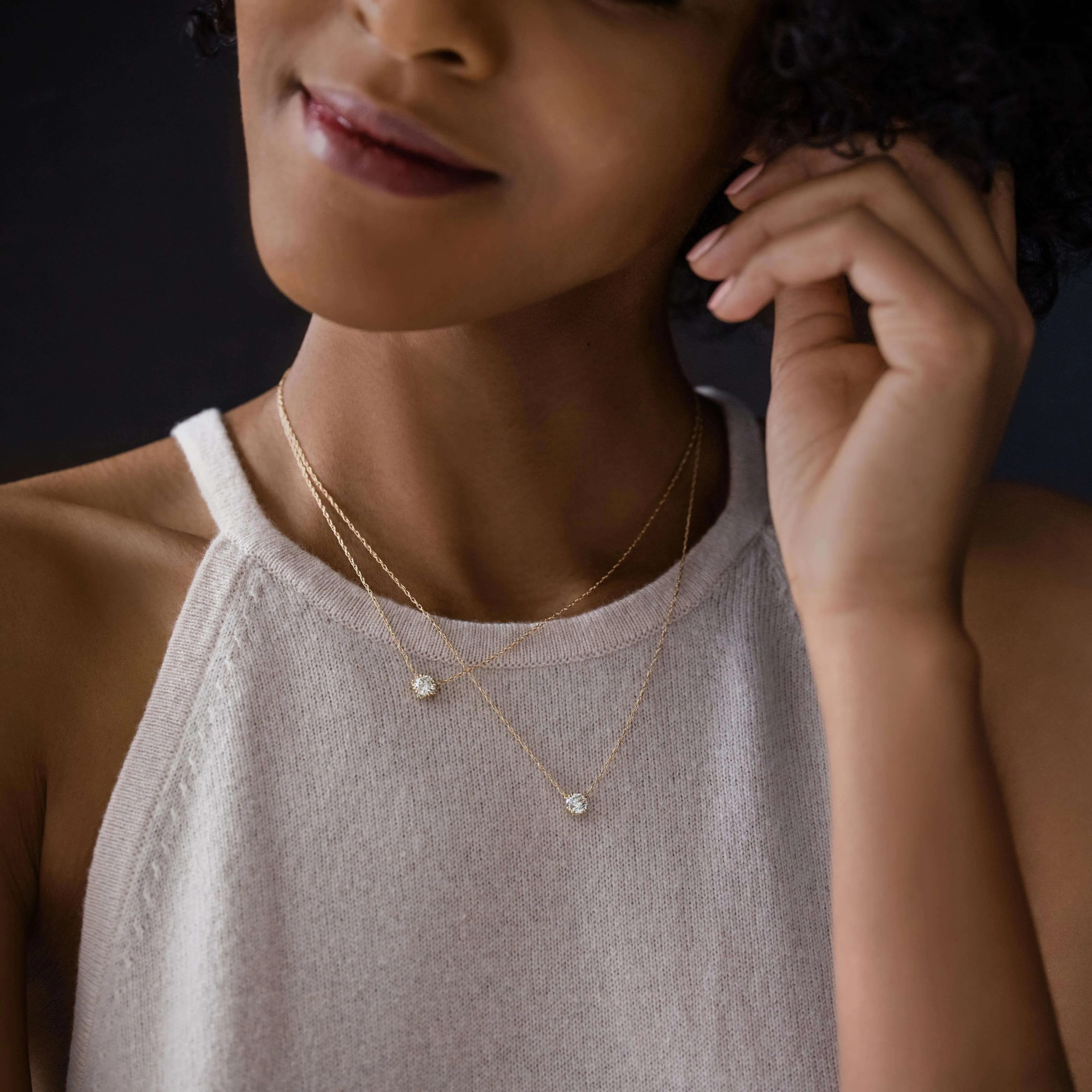 Threaded Necklace with Halo