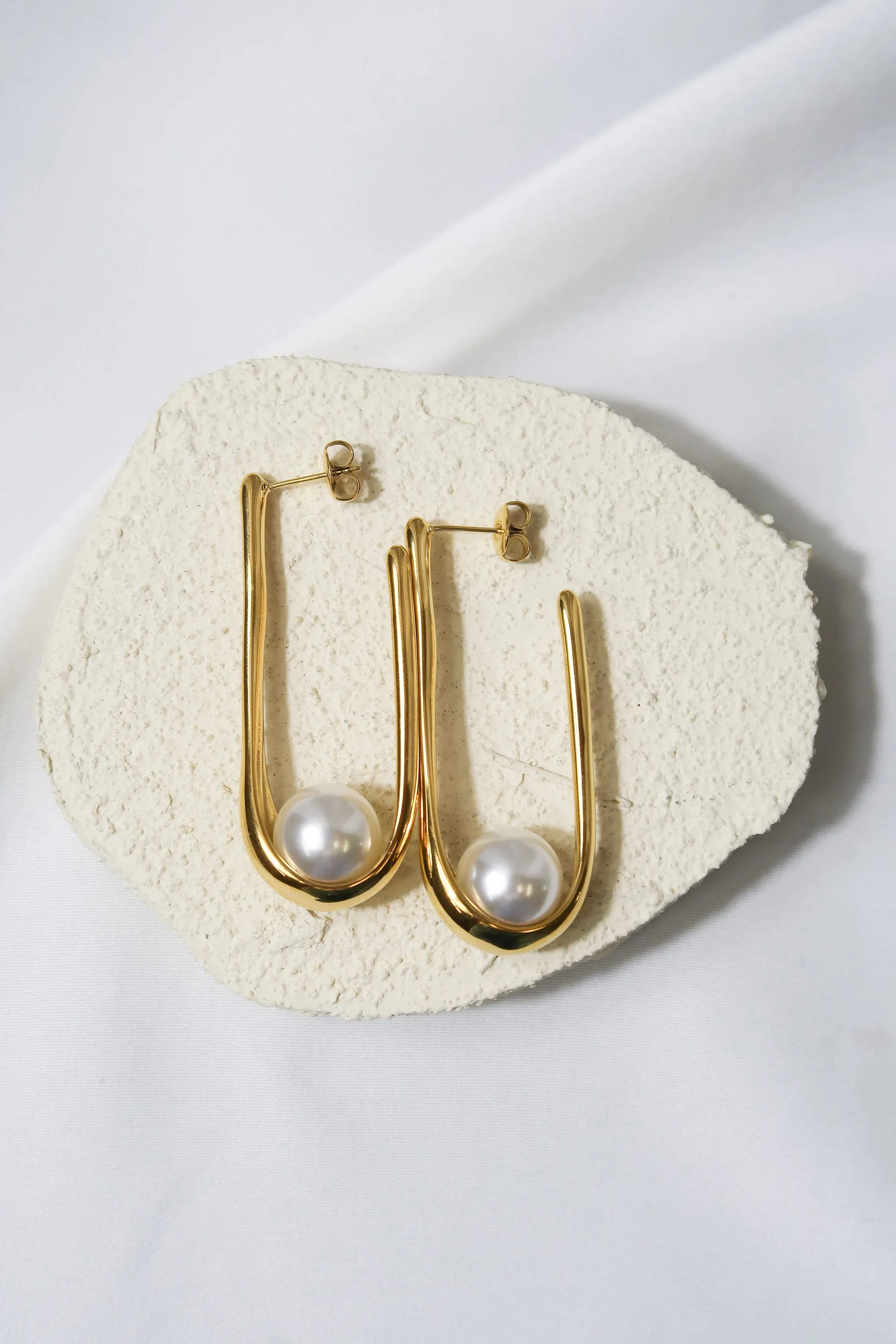 Tide Drops 316L Stainless Steel Pearl Earrings