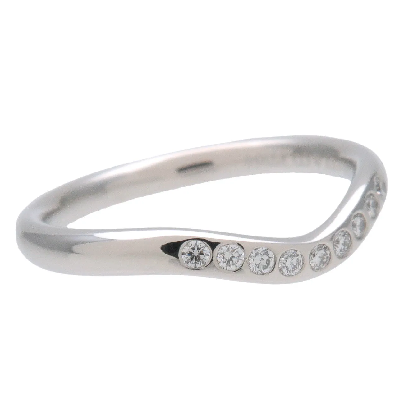 Tiffany&Co. Curved Band 9P Diamond Ring Platinum US4 EU47 Used