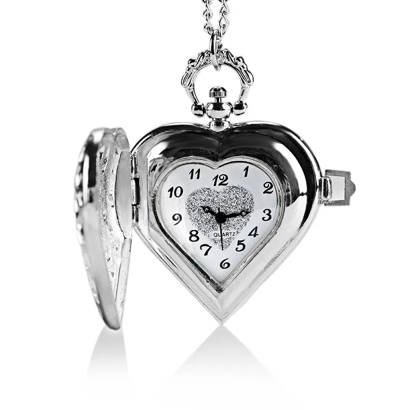 'Time For Love' Pocket Watch - Silver