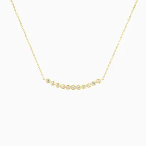 Tiny Bezel Set Diamond Curved Bar Necklace