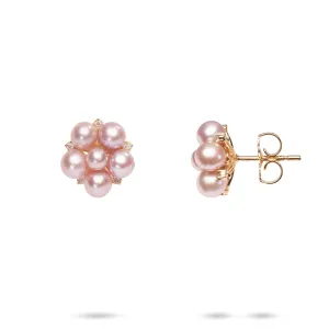 Tiny Bubbles Lavender Freshwater Pearl Earrings in Gold with Diamonds