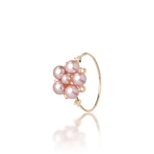 Tiny Bubbles Lavender Freshwater Pearl Ring in Gold with Diamonds