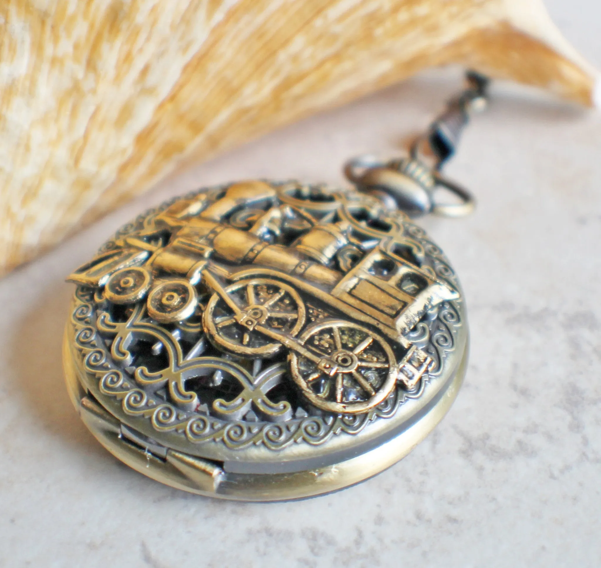 Train Mechanical Pocket Watch