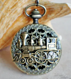 Train Mechanical Pocket Watch