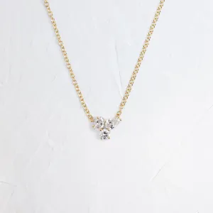 Triple Diamond Cluster Necklace - In Stock