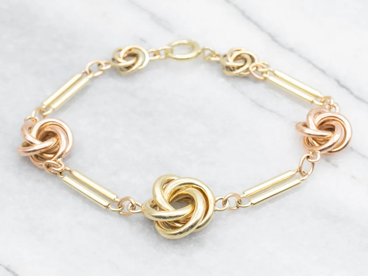 Two Tone Knot Link Bracelet