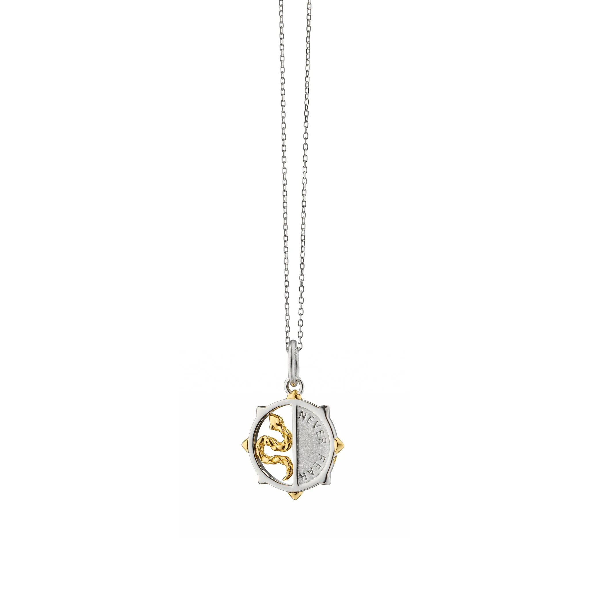 Two-Tone Mini "Never Fear" Snake Medallion