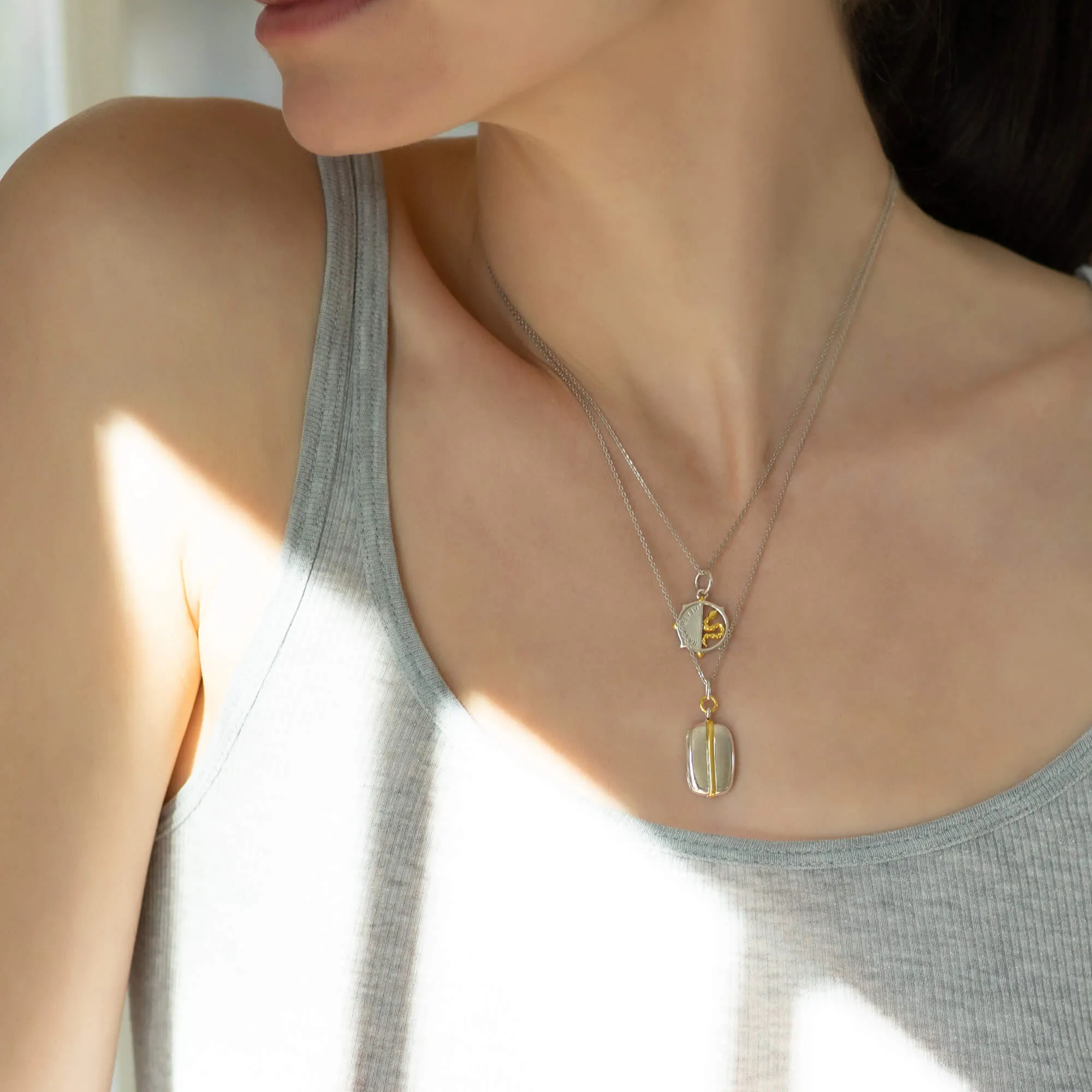 Two-Tone Mini "Never Fear" Snake Medallion