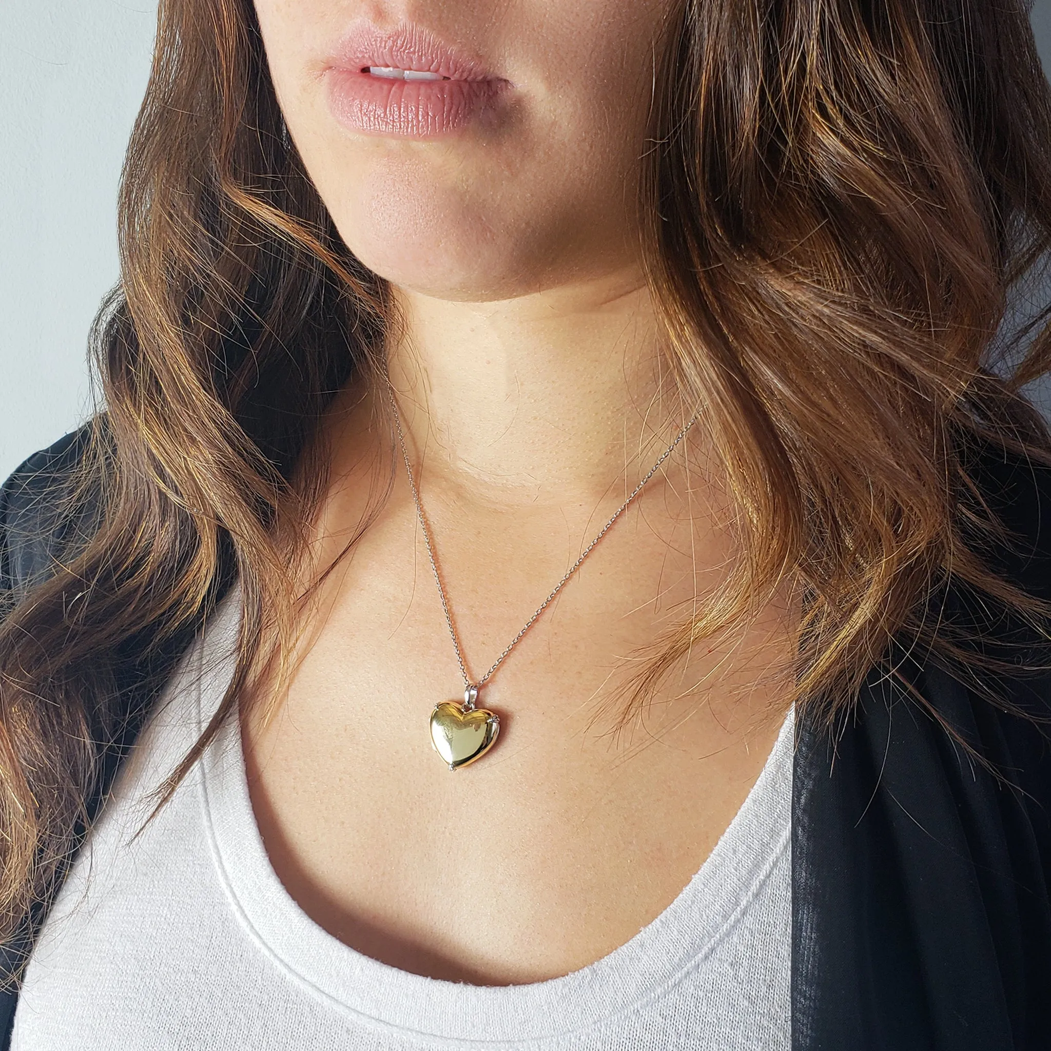 Two-Tone "Heart of Gold" Locket Necklace