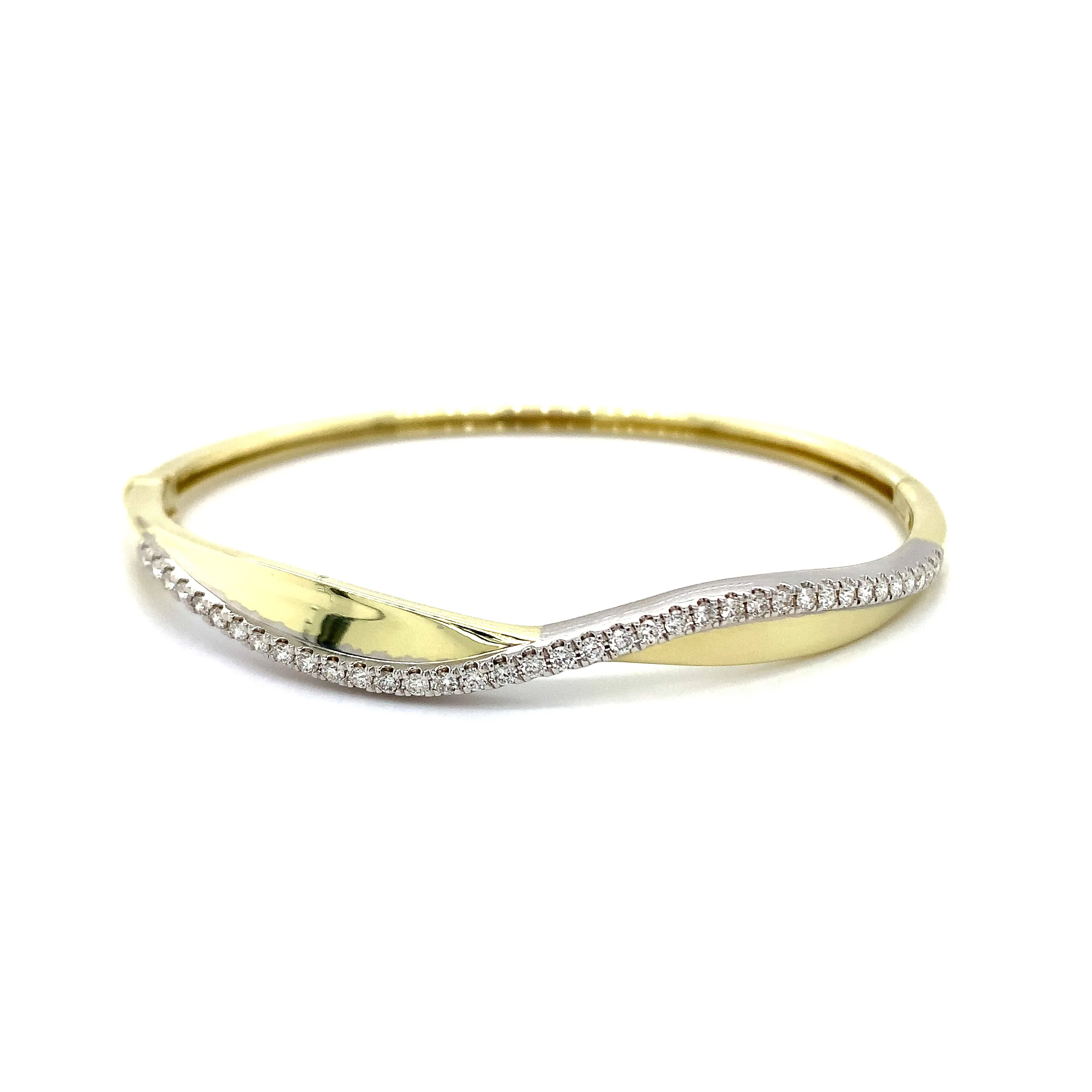 Two Tone Twist Diamond Bangle Bracelet