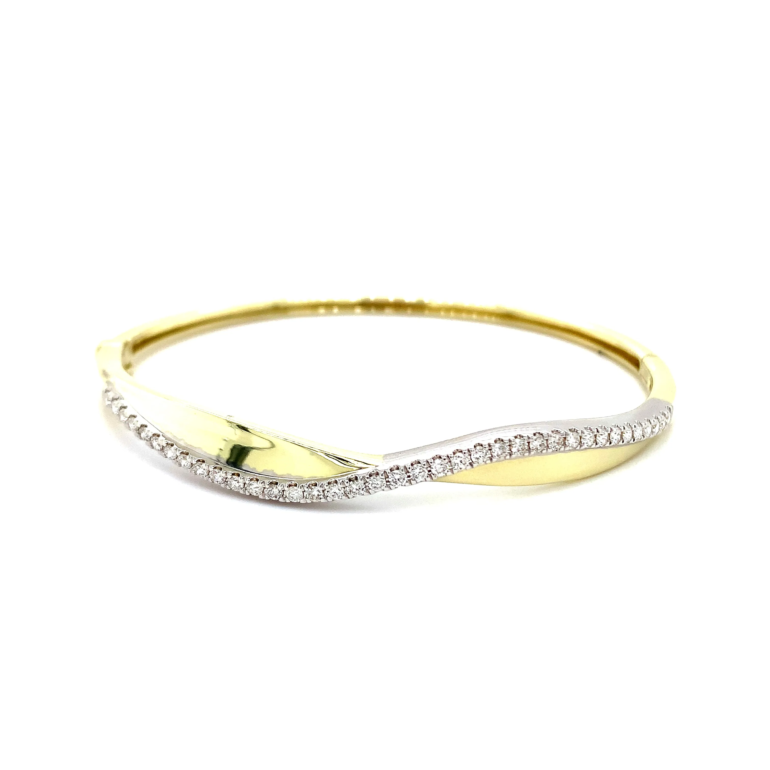 Two Tone Twist Diamond Bangle Bracelet