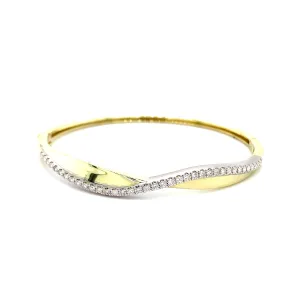 Two Tone Twist Diamond Bangle Bracelet