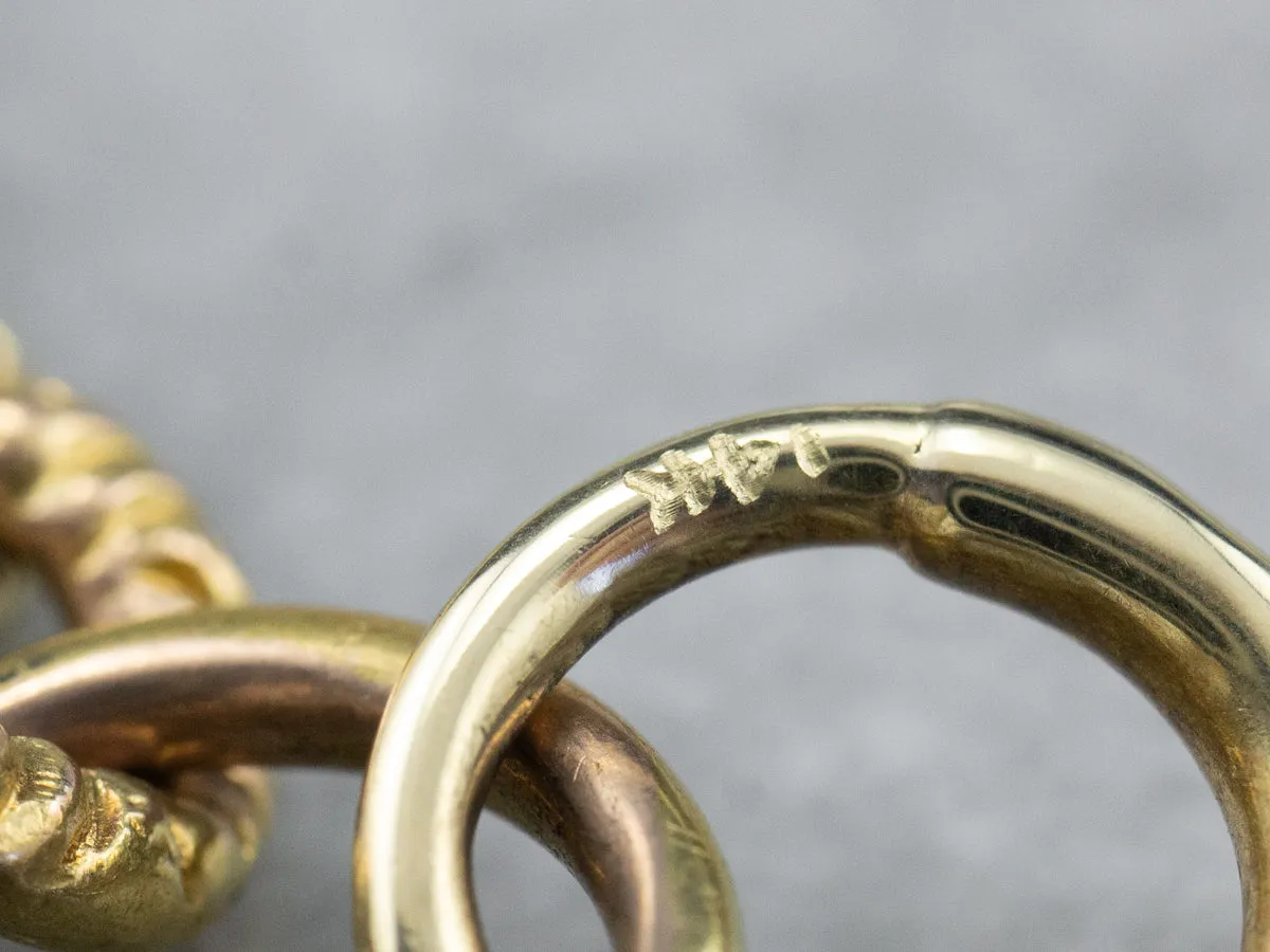 Victorian Chased Heart Lock Gold Chain Bracelet