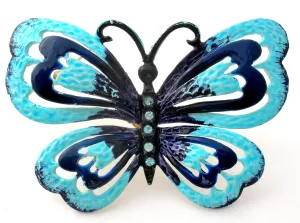 Vintage Blue Enamel Butterfly Brooch Pin