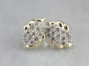 Vintage Diamond Cluster Stud Earrings