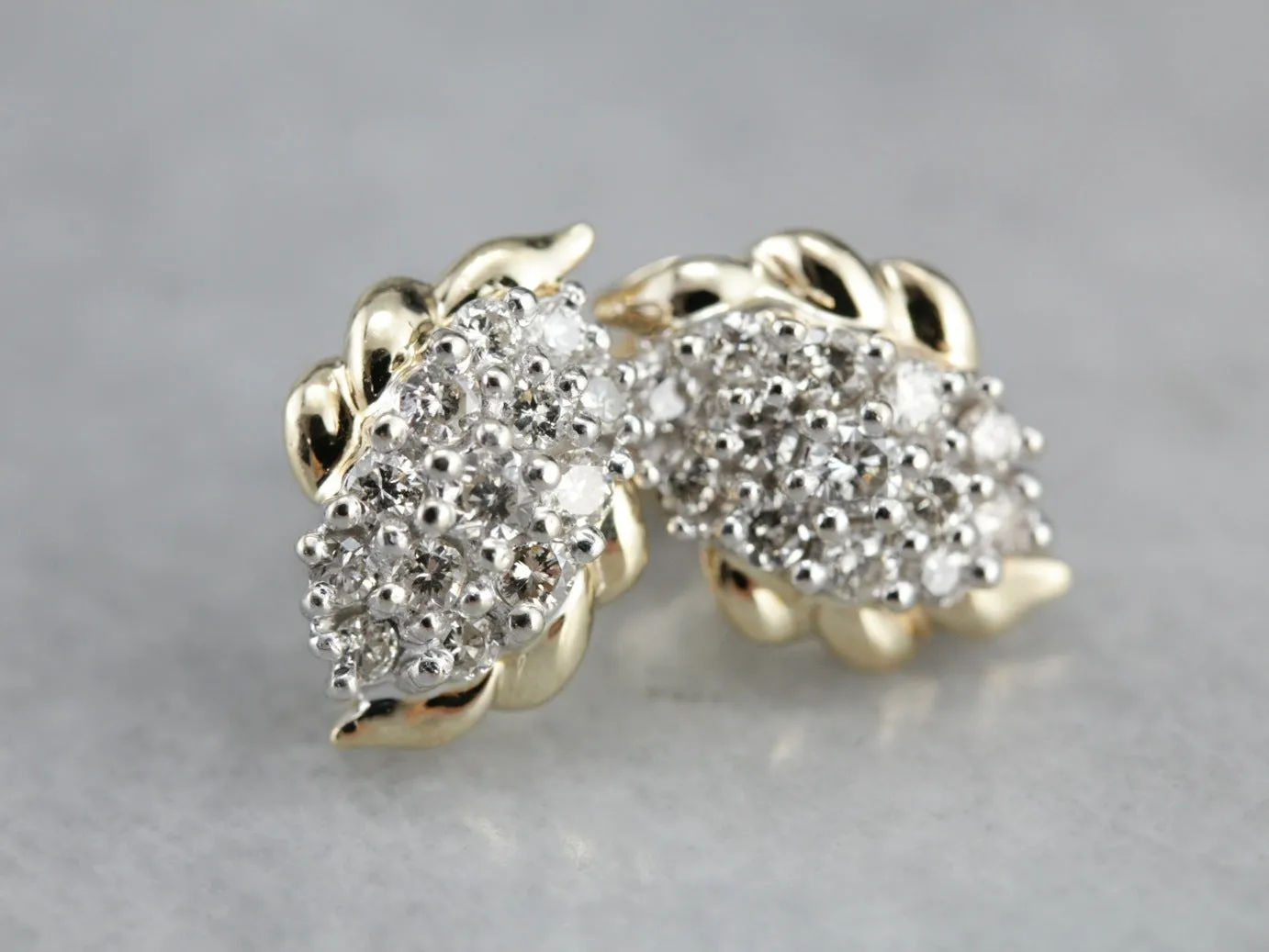 Vintage Diamond Cluster Stud Earrings