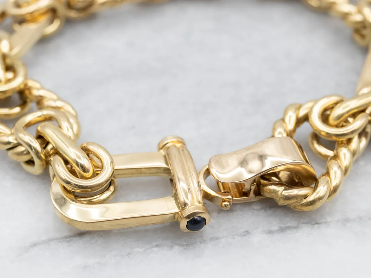 Vintage High Karat Gold Sapphire Accented Chain Bracelet
