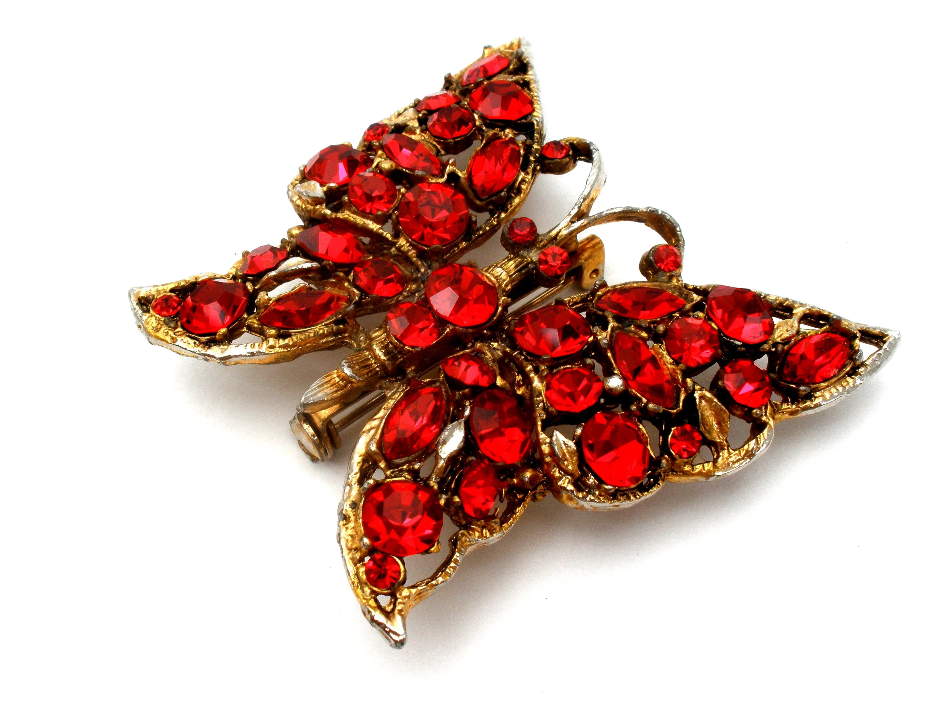Vintage Red Butterfly Brooch Pin