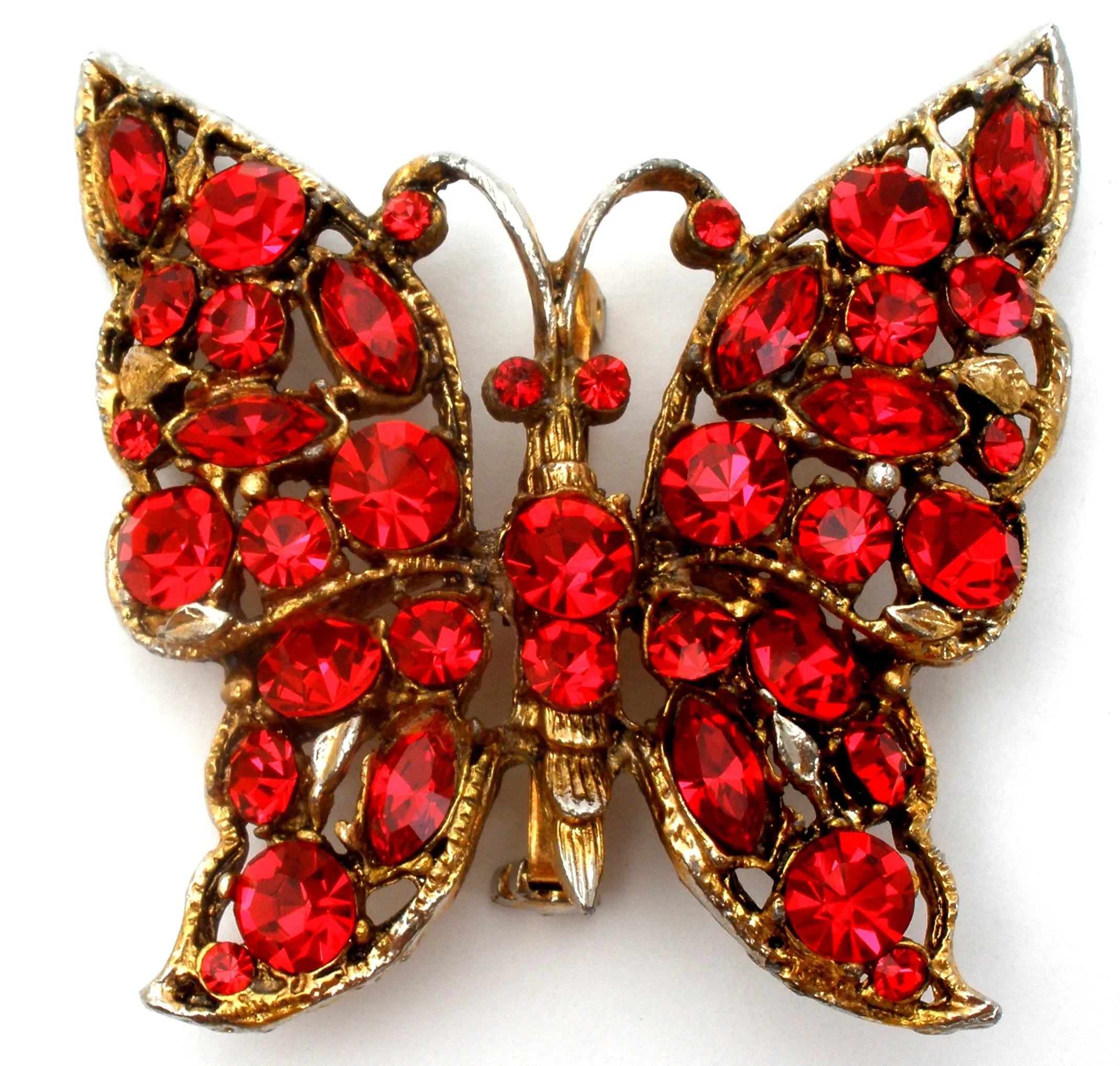 Vintage Red Butterfly Brooch Pin