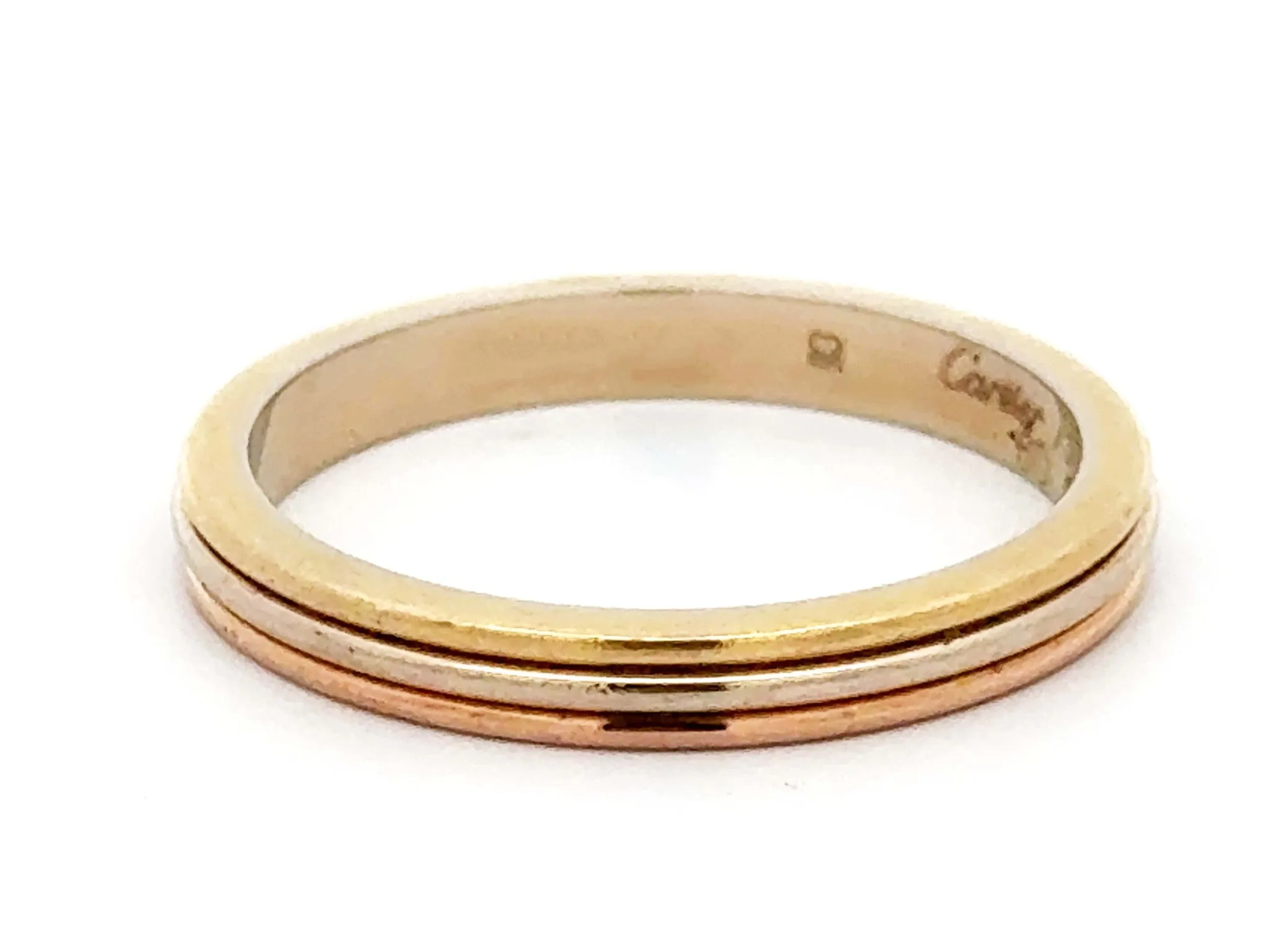 Vintage Vend?me Louis Cartier Trinity Wedding Band 18k Yellow White Rose Gold