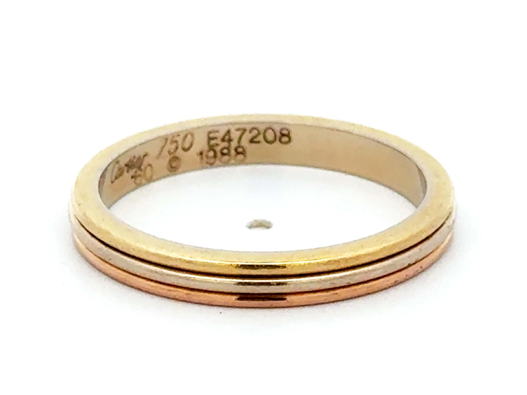 Vintage Vend?me Louis Cartier Trinity Wedding Band 18k Yellow White Rose Gold