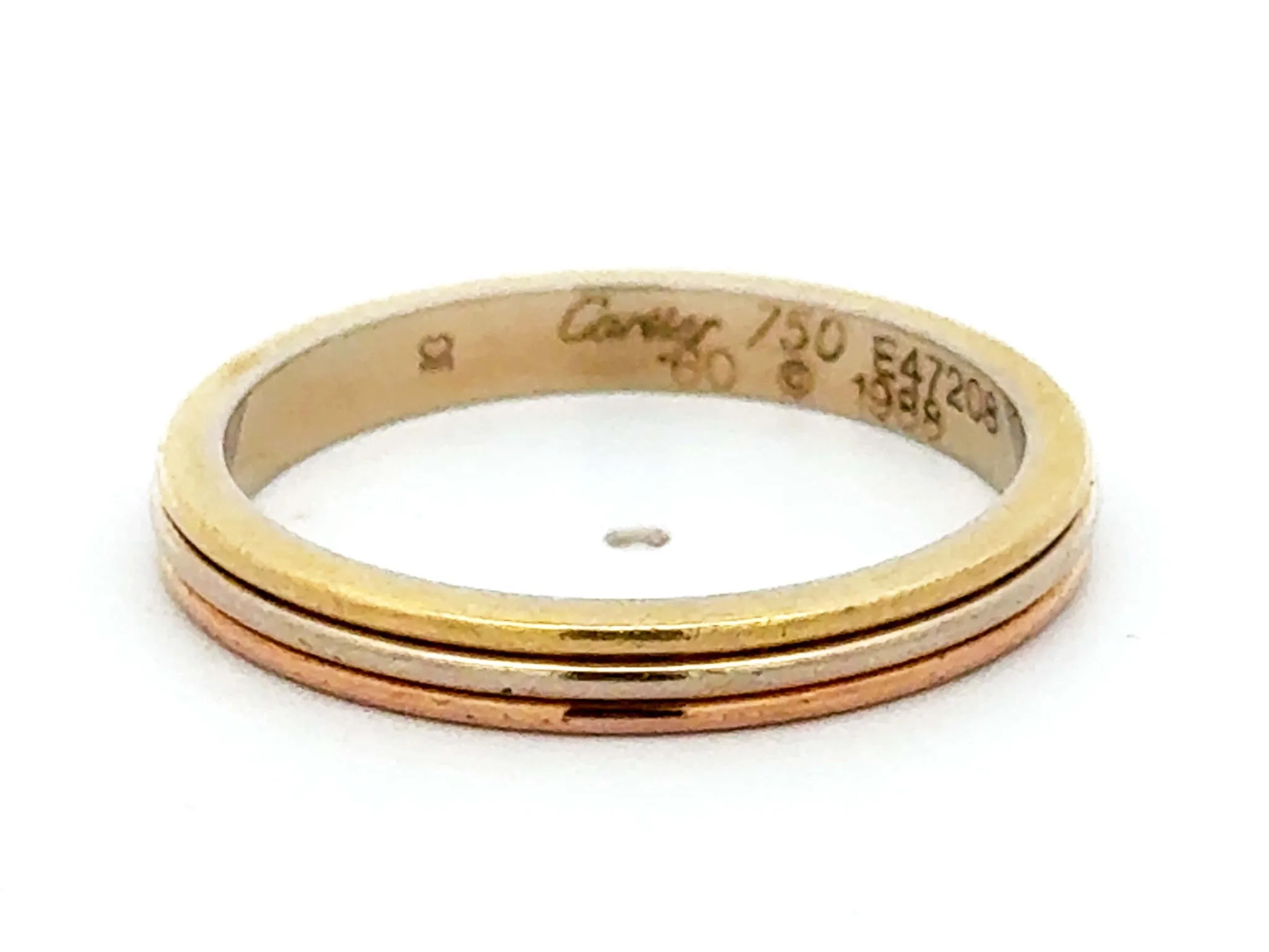 Vintage Vend?me Louis Cartier Trinity Wedding Band 18k Yellow White Rose Gold