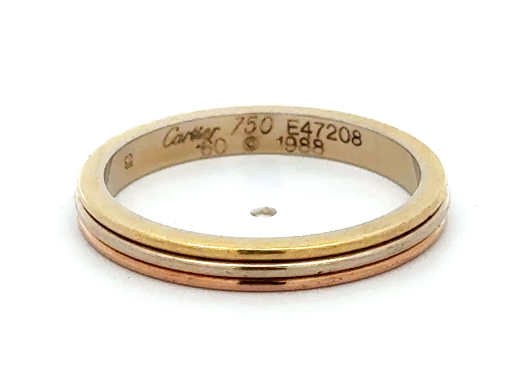 Vintage Vend?me Louis Cartier Trinity Wedding Band 18k Yellow White Rose Gold