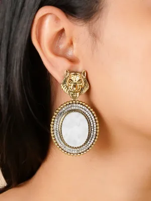 White Color Gold Plated Contemporary Earrings - CC-EAR7