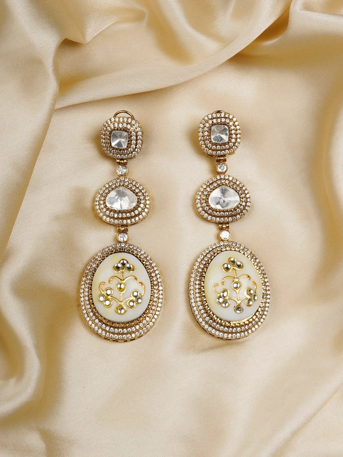White Color Gold Plated Moissanite Earrings - MO-EAR20B