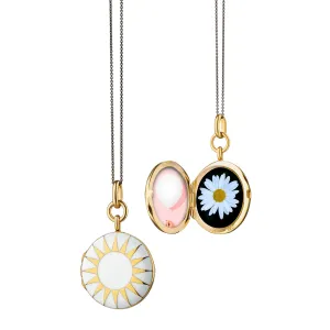 White Enamel and Vermeil Round Locket