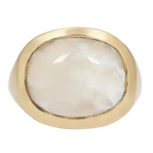 White Plume Agate Slab Ring