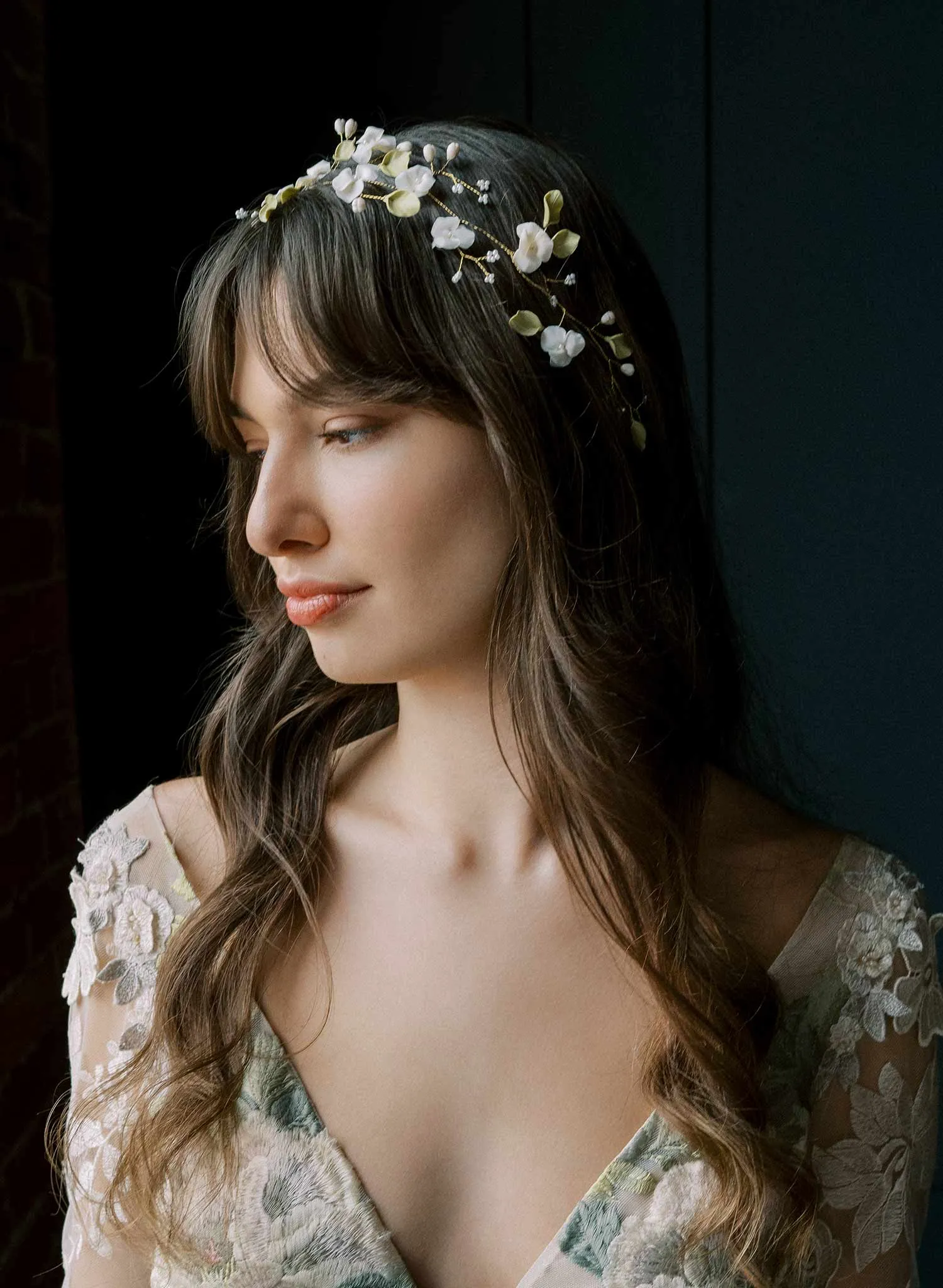 Wispy peony bridal hair vine - Style #2562