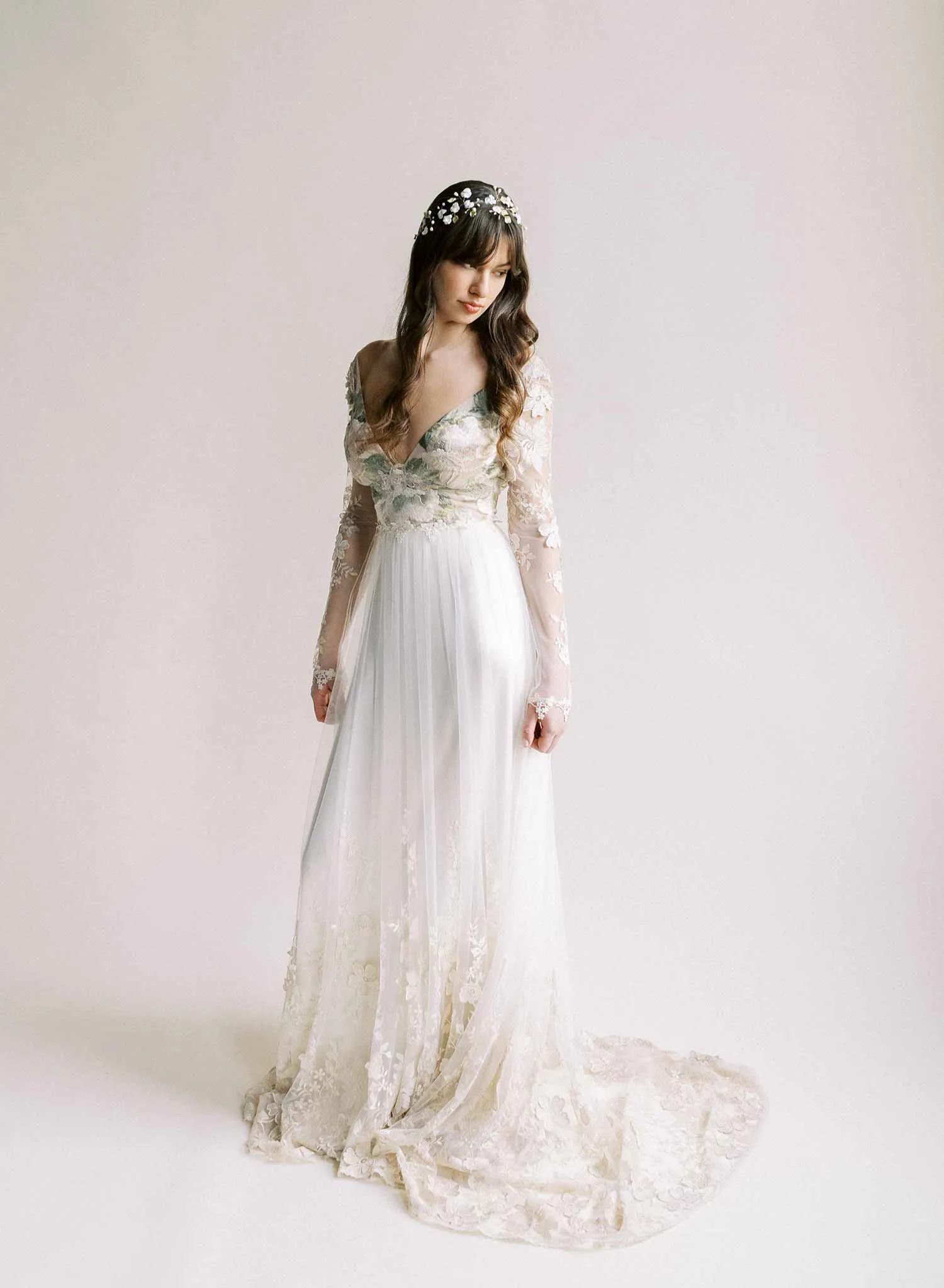 Wispy peony bridal hair vine - Style #2562