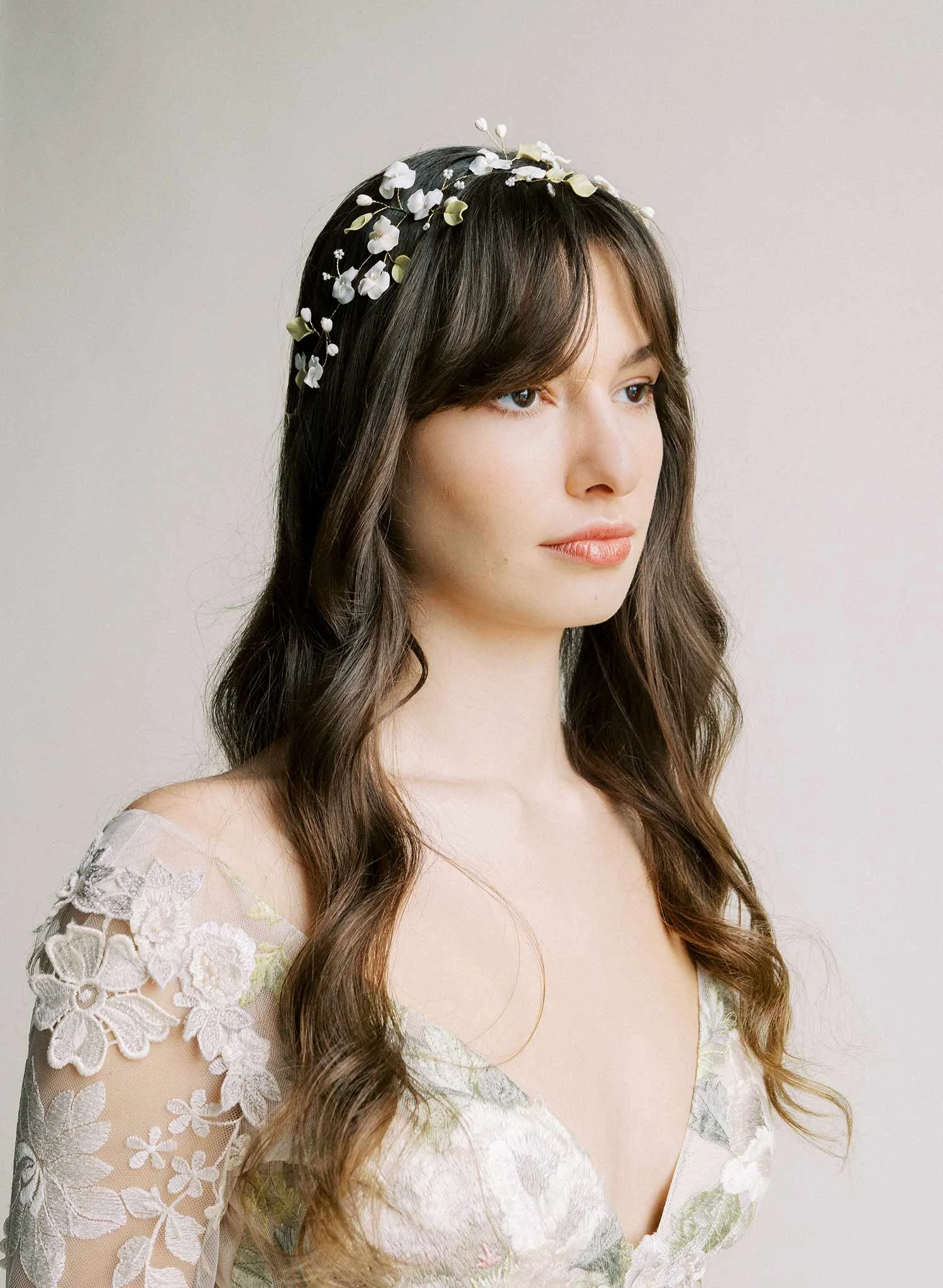Wispy peony bridal hair vine - Style #2562