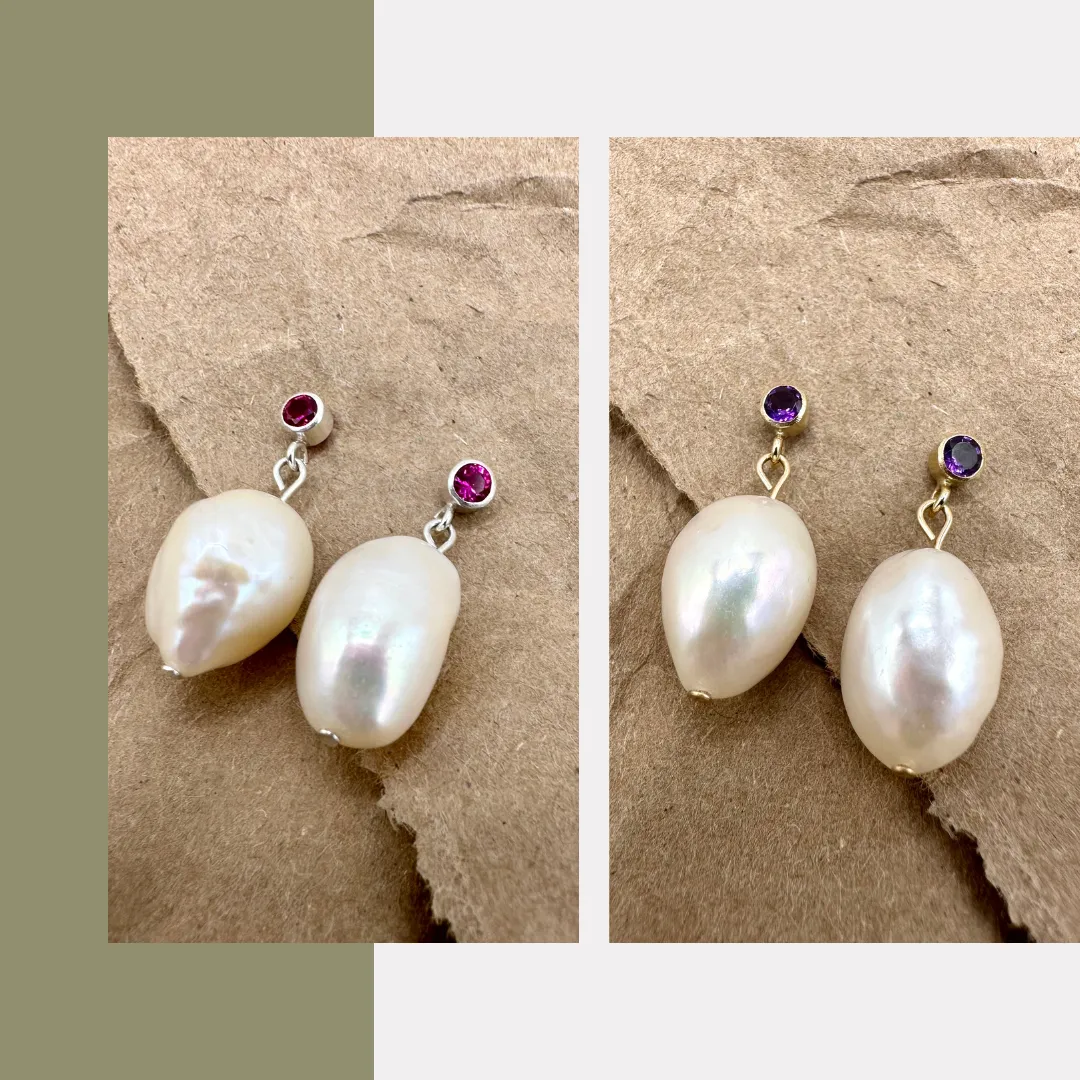 XL Pearl and Birthstone Studs